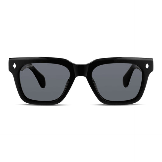 lentes anteojos de sol polarizados de acetato cuadradados rectangulares para mujer y hombre color negro #color_negro