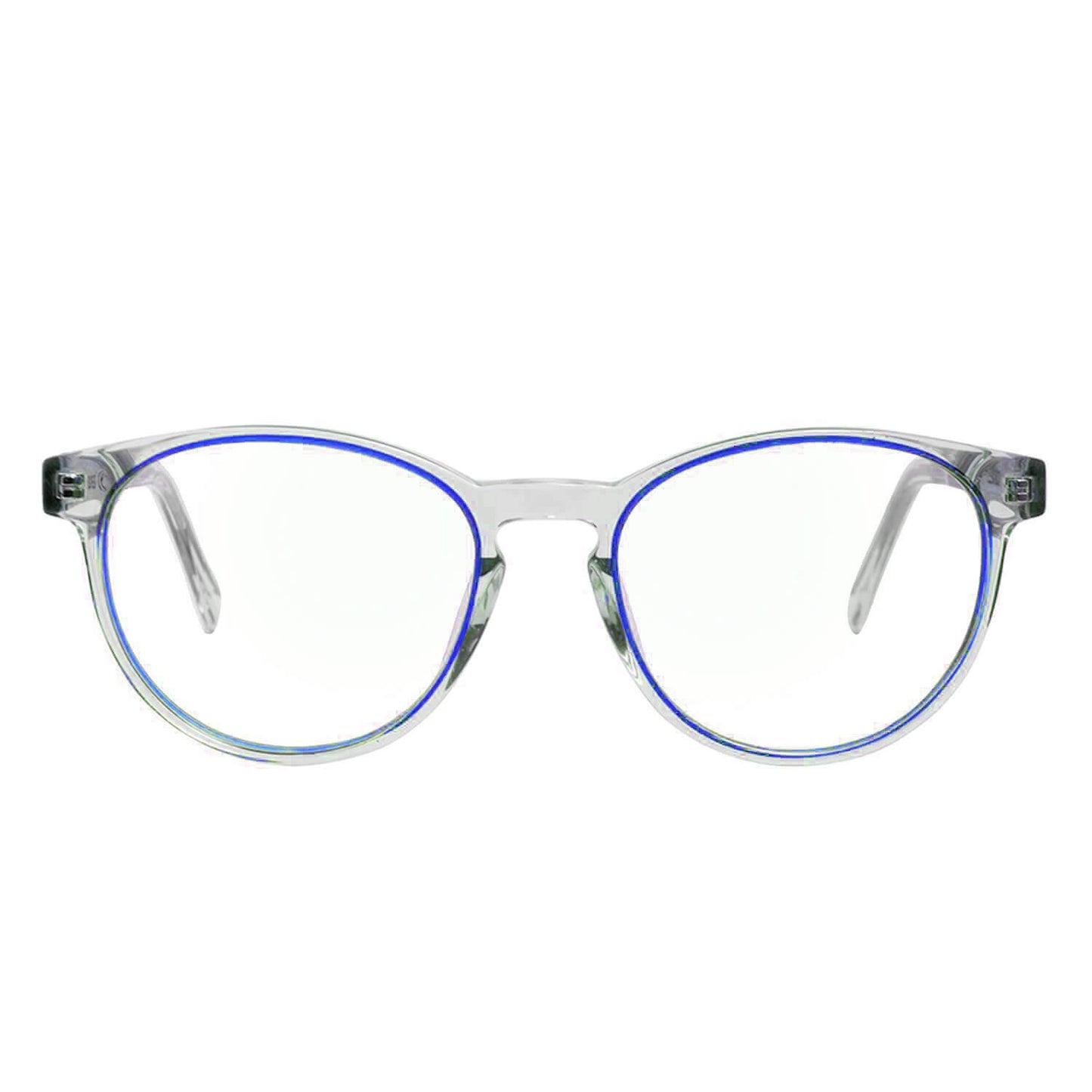 anteojos opticos redondos de acetato reciclado sustentable con patas de madera natural liviano y comodo con receta multifocal #color_azul