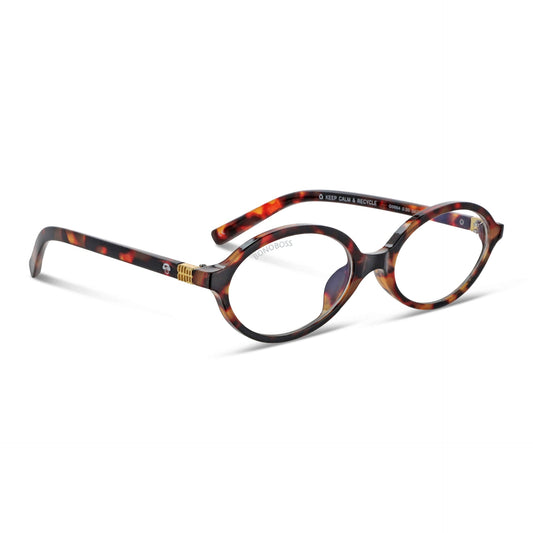 Blueberry Carey vista angulada de lentes de lectura ovalados para mujer tipo miu miu con filtro de luz azul para las pantallas)