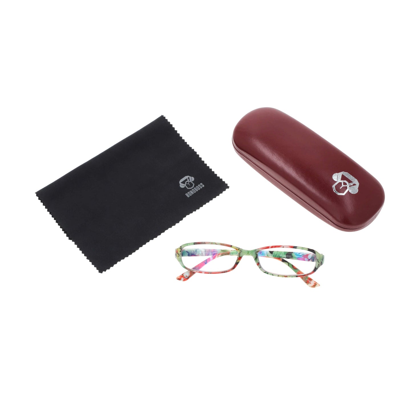 Darwin Watermelon vista desde arriba de lentes de presbicia de lectura de cerca para ver redondos para mujer y hombre marco de plastico reciclado de colores con filtro de luz azul para las pantallas con estuche rigido tipo almeja y paño de limpieza