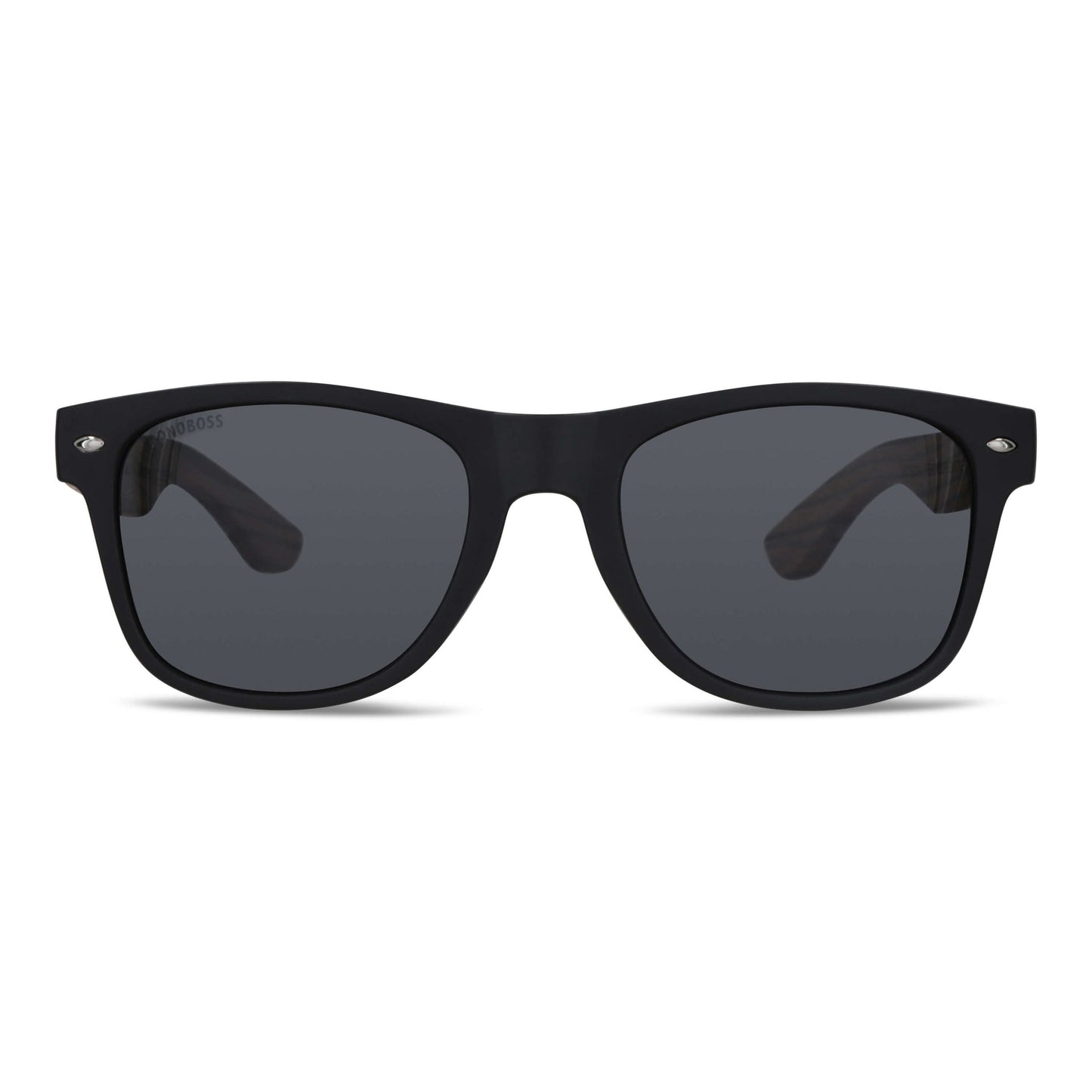 anteojos de sol rectangulares polarizados negros pata de madera para hombre y mujer con lentes de color negro #color_fisherman