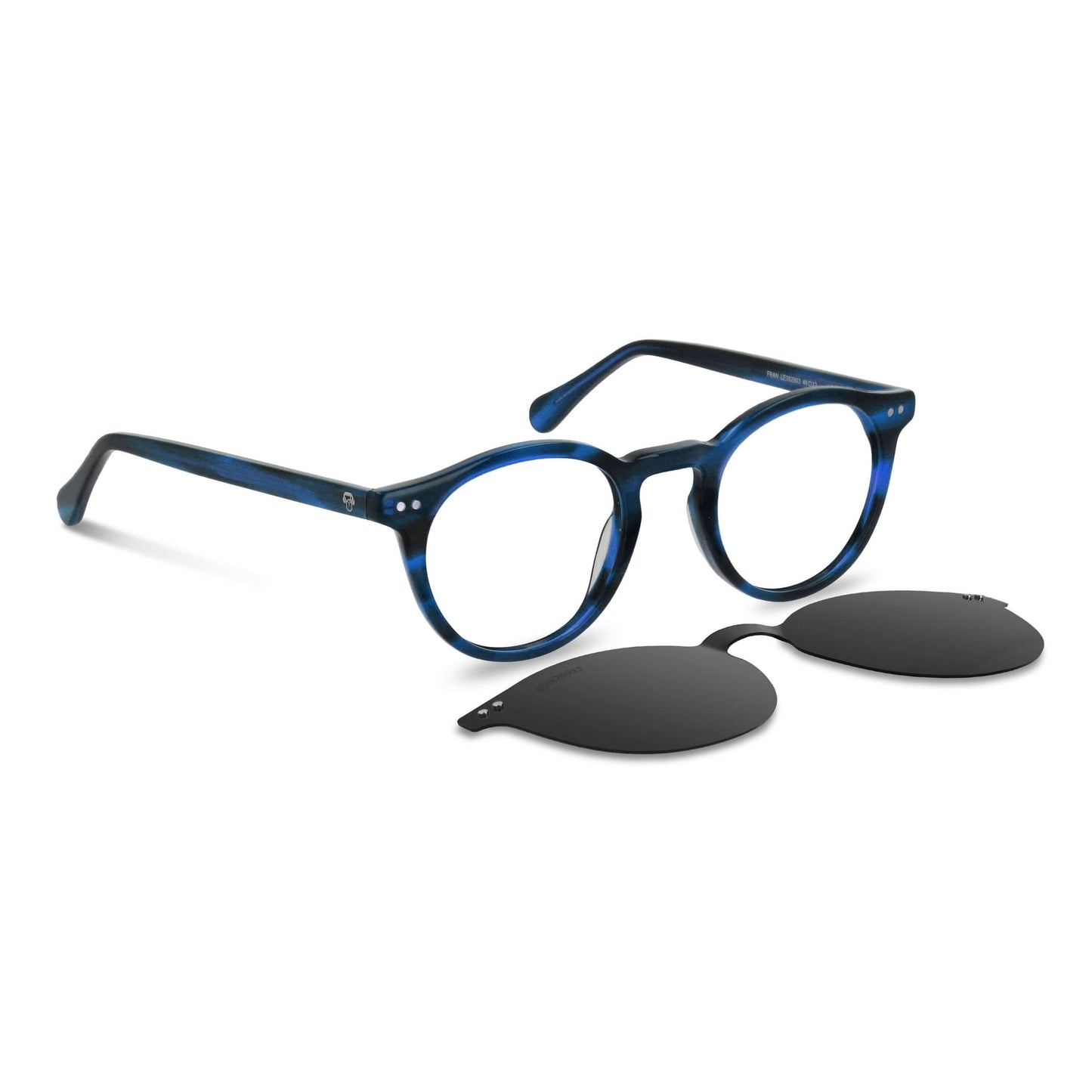 Fran Clip Sol lentes clip on azul diseño frontal para mujer #color_azul