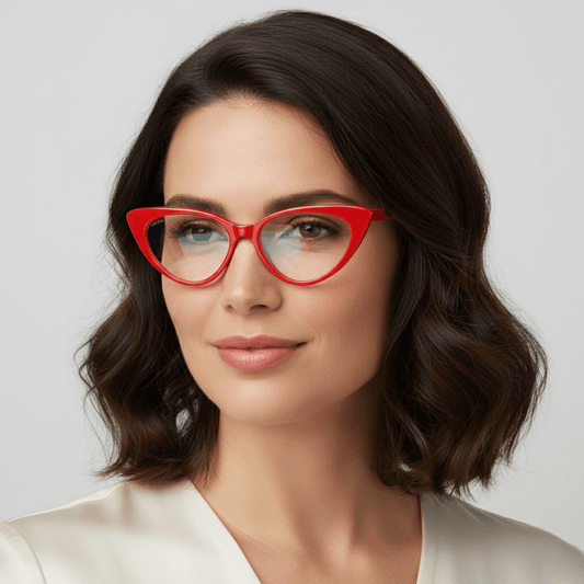 Vista frontal de Hamburgo lentes filtro azul color rojo para mujer #color_rojo