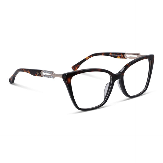 anteojos agatados lentes opticos cat eye para mujer de cara redonda grande en acetato y acero inoxidable #color_carey