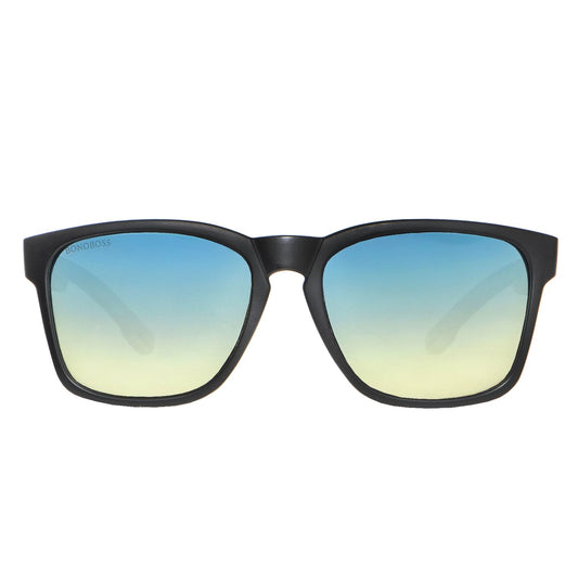 anteojos de sol rectangulares polarizados negros para hombre y mujer con lentes de color sky #color_degrade-azul