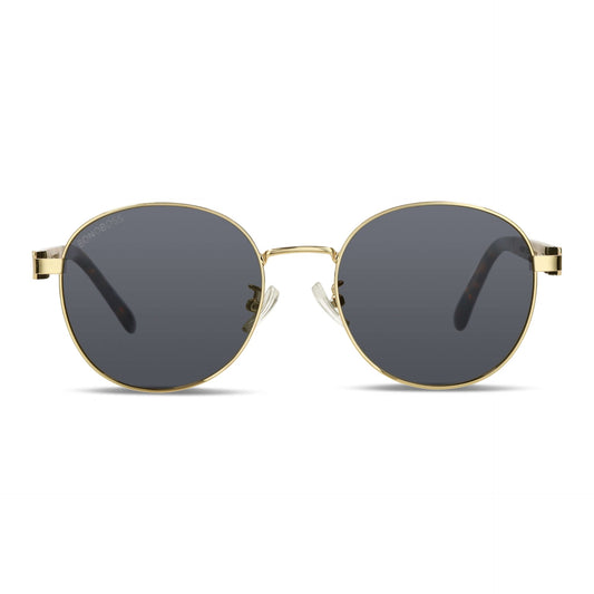 Lentes antejos de sol polarizados e acero dorados color negro para hombre y mujer #color_negro