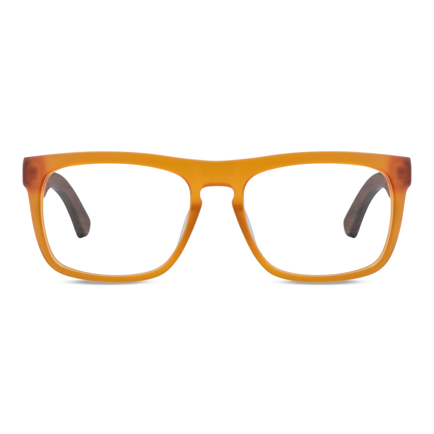 Anteojos ópticos marco cristal yellow mate con varillas de madera de nogal - diseño wayfarer holbrook unisex sustentable Bonoboss Chile #color_yellow