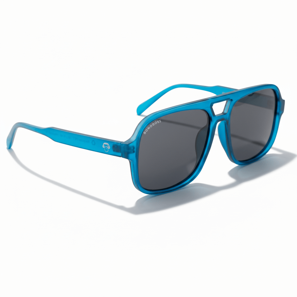 anteojos de sol polarizados aviador de botellas plásticas recicladas sustentable color verde. cristal color degrade azul #color_ocean