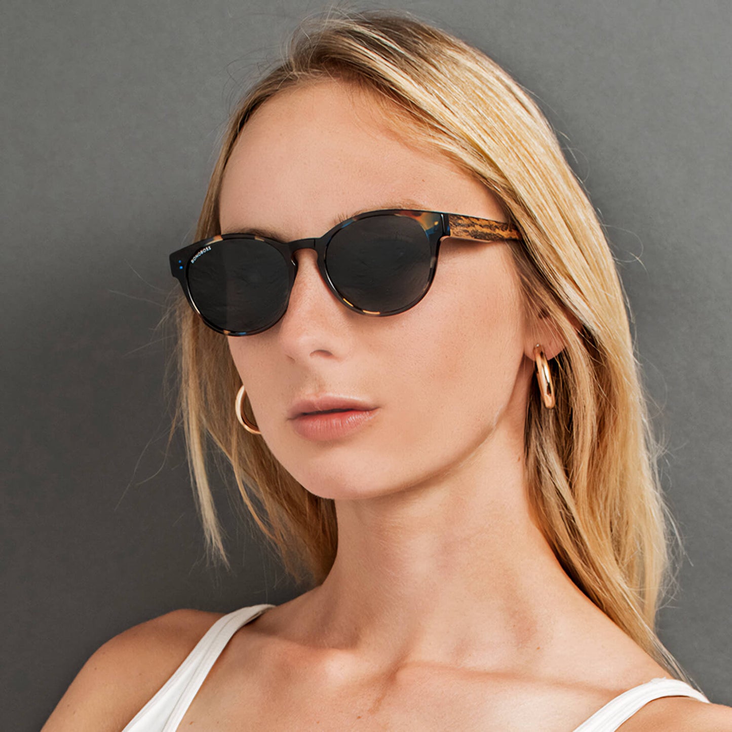 Lentes antejos de sol polarizados ovalados carey azul color negro para hombre y mujer #color_carey