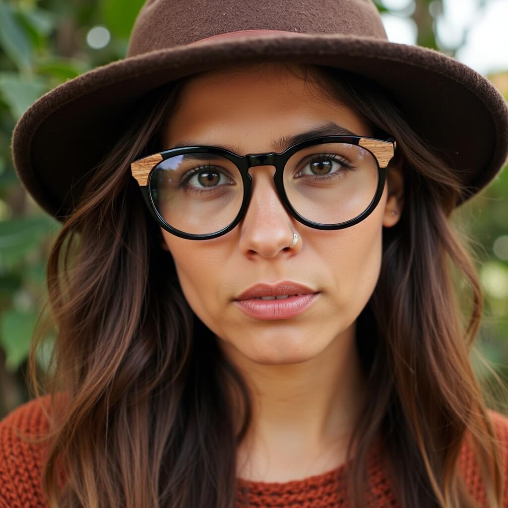 marcos ópticos armazones sustentables redondos de acetato con madera natural chiloe 0084 negros mayorista de optica regalos corporativos ecologicos#color_negro