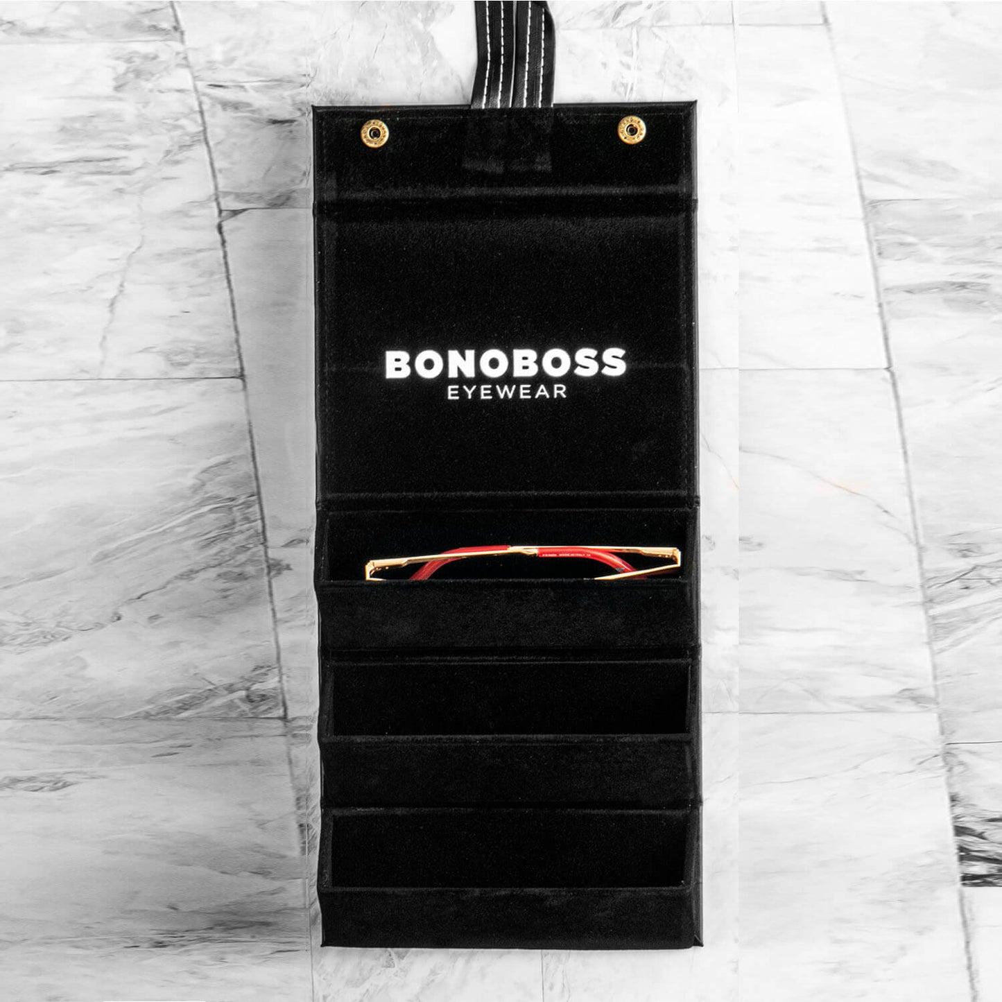 Estuche de Viaje Negro cordón para lentes con estuche de regalo Bonoboss