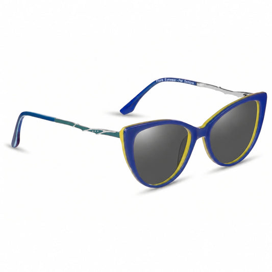 Lentes de sol Fiore 1010 Verde con cristal negro polarizado UV400, vista en tres cuartos para mujer #color_negro
