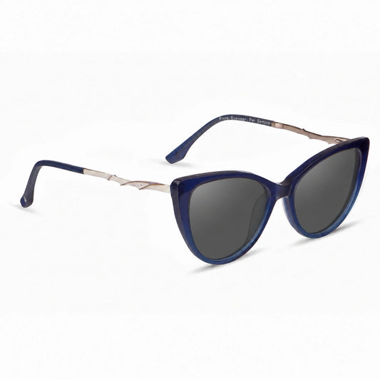 Lentes de sol Fiore 1010 Azul con cristal negro polarizado UV400, vista en tres cuartos para mujer #color_negro