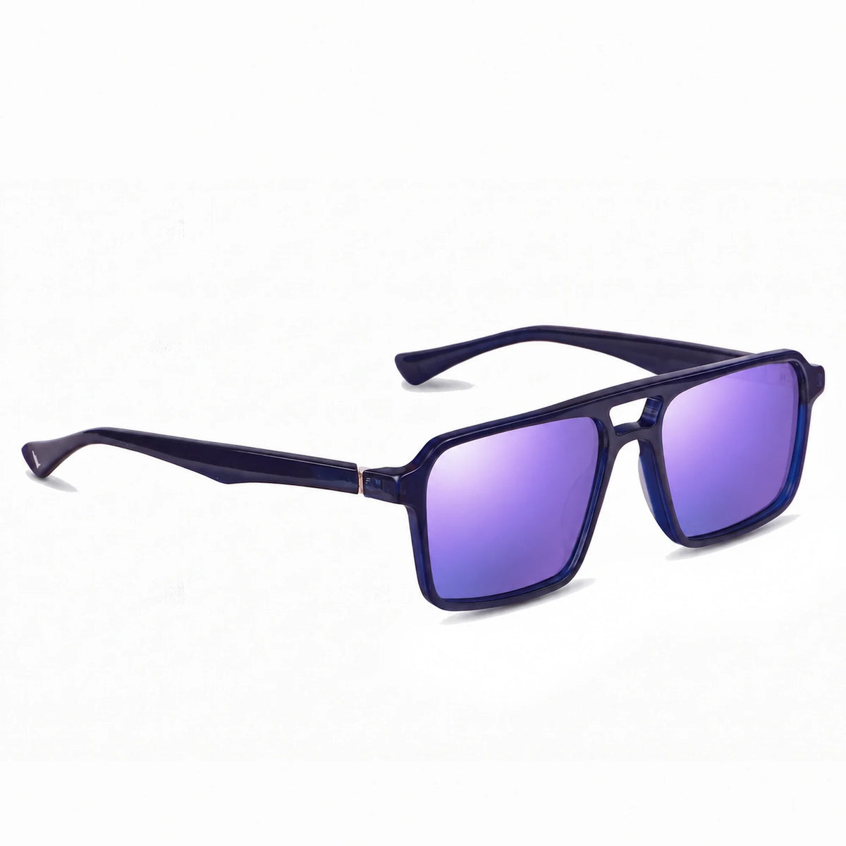 Lentes de sol Fiore 1039 Azul con cristal espejado morado polarizado UV400, vista en tres cuartos para hombre y mujer #color_espejado-morado