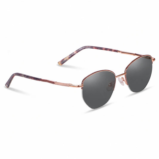 Lentes de sol Fiore 3921 Brown con cristal negro polarizado UV400, vista en tres cuartos para mujer #color_negro