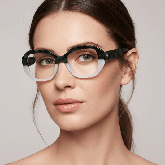 Vista frontal Gaia lentes con filtro azul color tono verde #color_verde