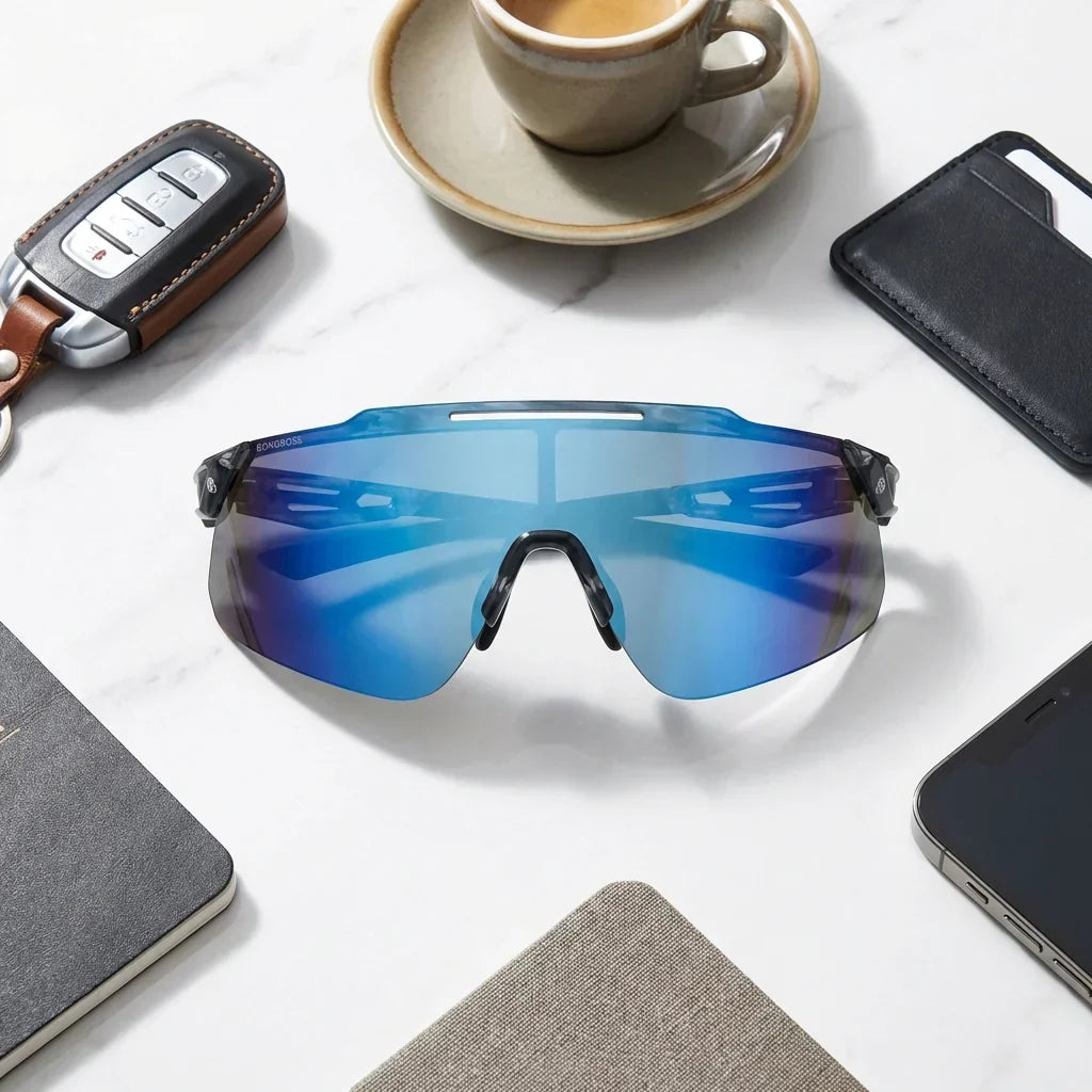Vista frontal de Snake lentes de sol color azul para hombre y mujer #color_blue