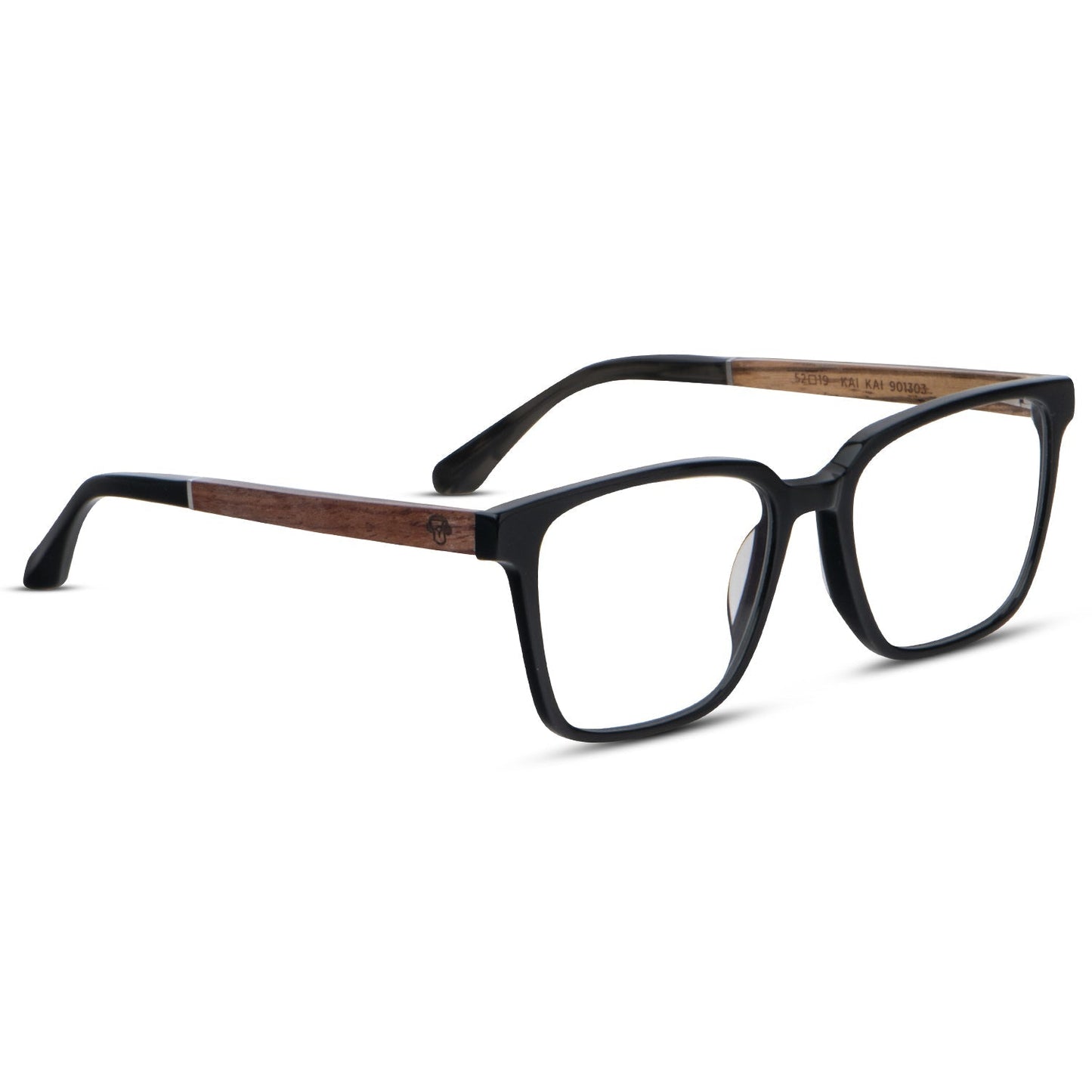 marcos opticos de color negro y forma cuadrada con varillas de madera natural sustentable reciclada#color_negro