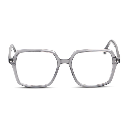 marcos opticos octagonales con sobre lente clip sol iman polarizado para hombre y mujer de color transparente vista frontal #color_transparente