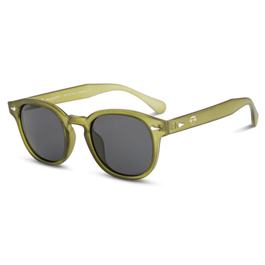 anteojos de sol polarizados redondos de botellas plásticas recicladas sustentable color verde. cristal color negro #color_olive