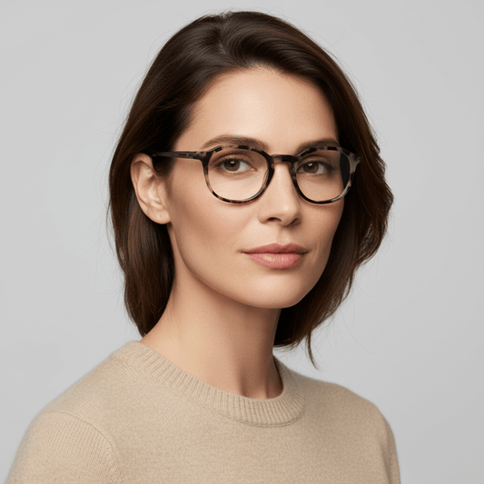 Vista frontal de Octavia Steel gafas ópticos color marble para mujer #color_marble