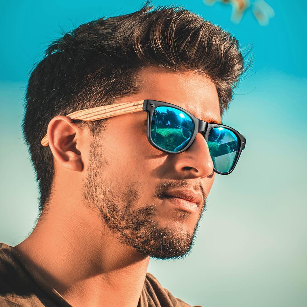 Packshot frontal Acacia lentes polarizados hombre color negro #color_negro