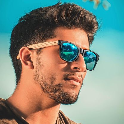 Packshot frontal Acacia lentes polarizados hombre color negro #color_negro