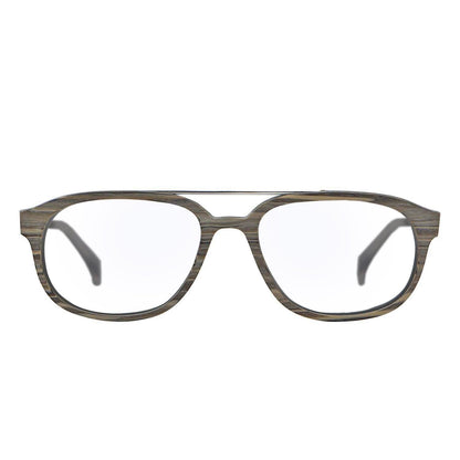 marcos lentes opticos redondos color gris madera pata de metal filtro azul hombre mujer 