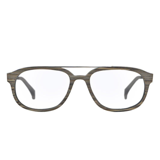 marcos lentes opticos redondos color gris madera pata de metal filtro azul hombre mujer 
