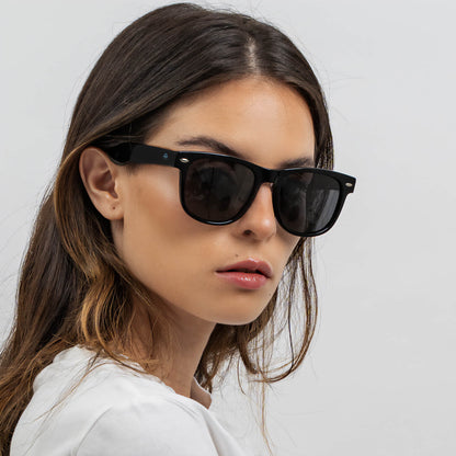 anteojos lentes de sol polarizados de color negro forma clásica para hombre y mujer de cara redonda con o sin receta optica grandes tamaño XL #color_negro