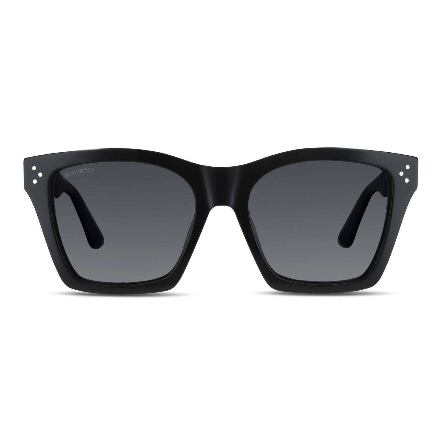 Bruna lentes de sol negro vista frontal para hombre y mujer #color_negro