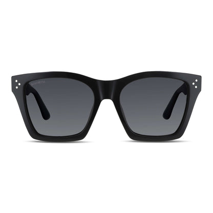 Bruna lentes de sol negro vista frontal para hombre y mujer #color_negro