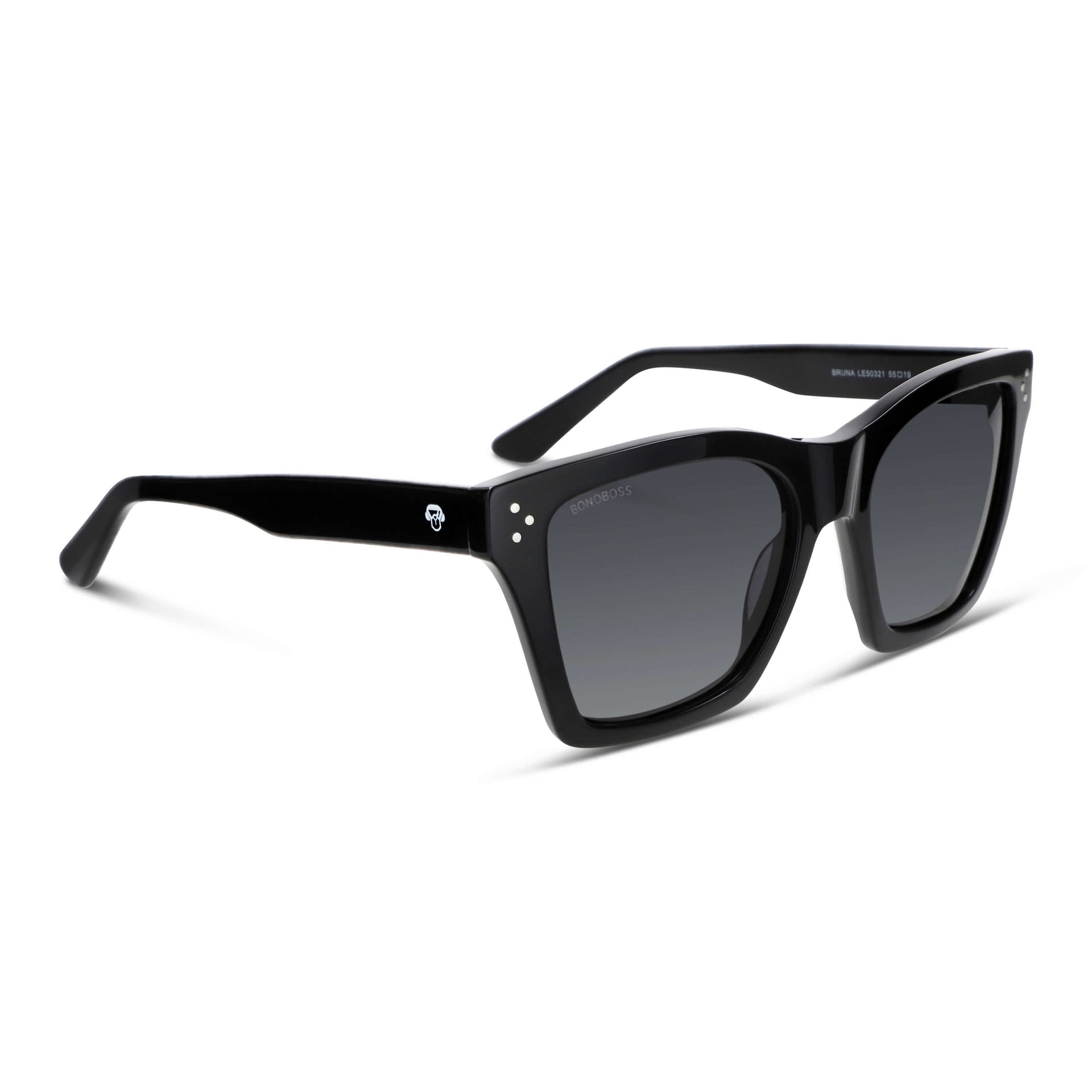 Vista frontal de Bruna gafas de sol color negro para hombre y mujer #color_negro