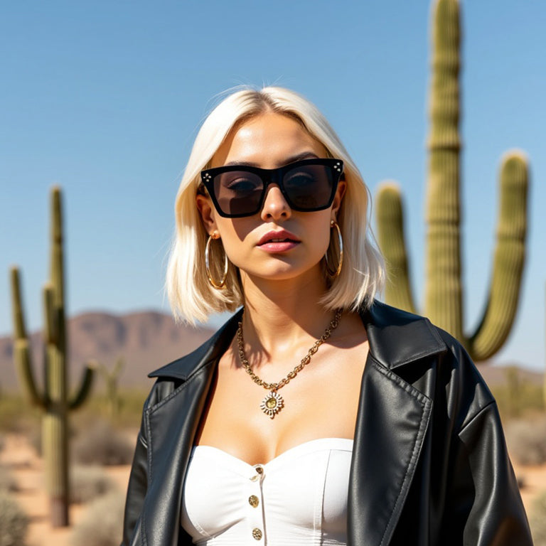 lentes de sol polarizados de moda grandes y retro o vintage para mujer. Anteojos cuadrados de moda para mujer de cara redonda color negro con lentes de color negro #color_negro