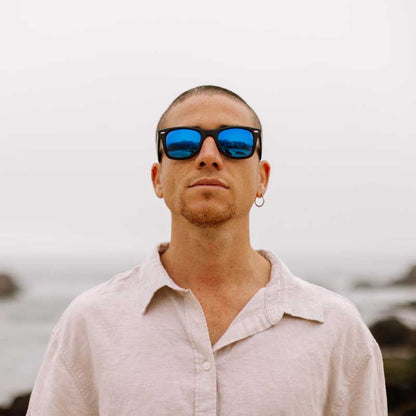 lentes anteojos de sol de platico reciclado agatados clasicos color azul para mujer y hombre  #color_sky