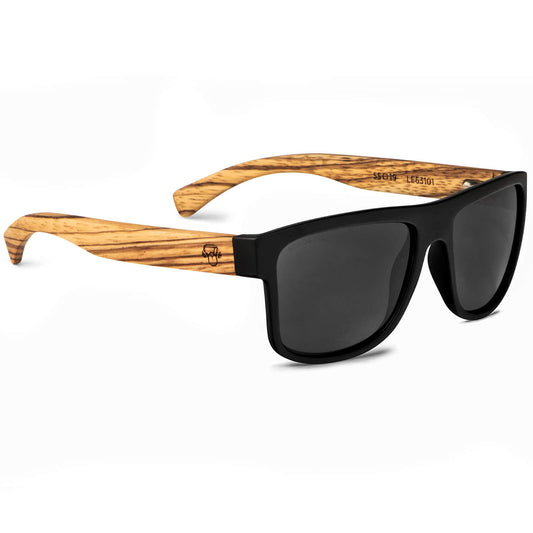 anteojos de sol rectangulares polarizados negros pata de madera  para hombre y mujer con lentes de color negro #color-marco_negro