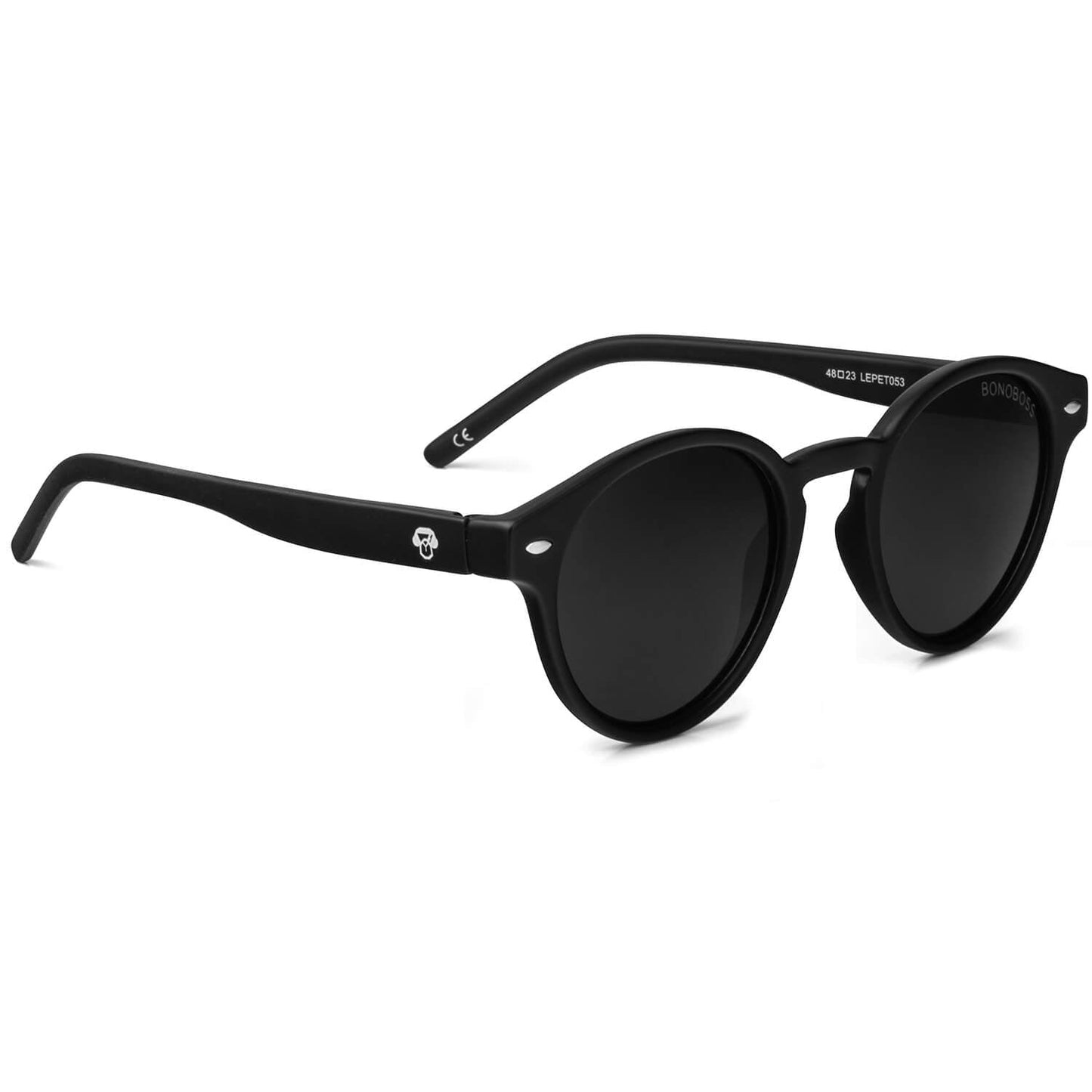 anteojos de sol polarizados redondos de color negro fabricados con plástico reciclado #color_negro