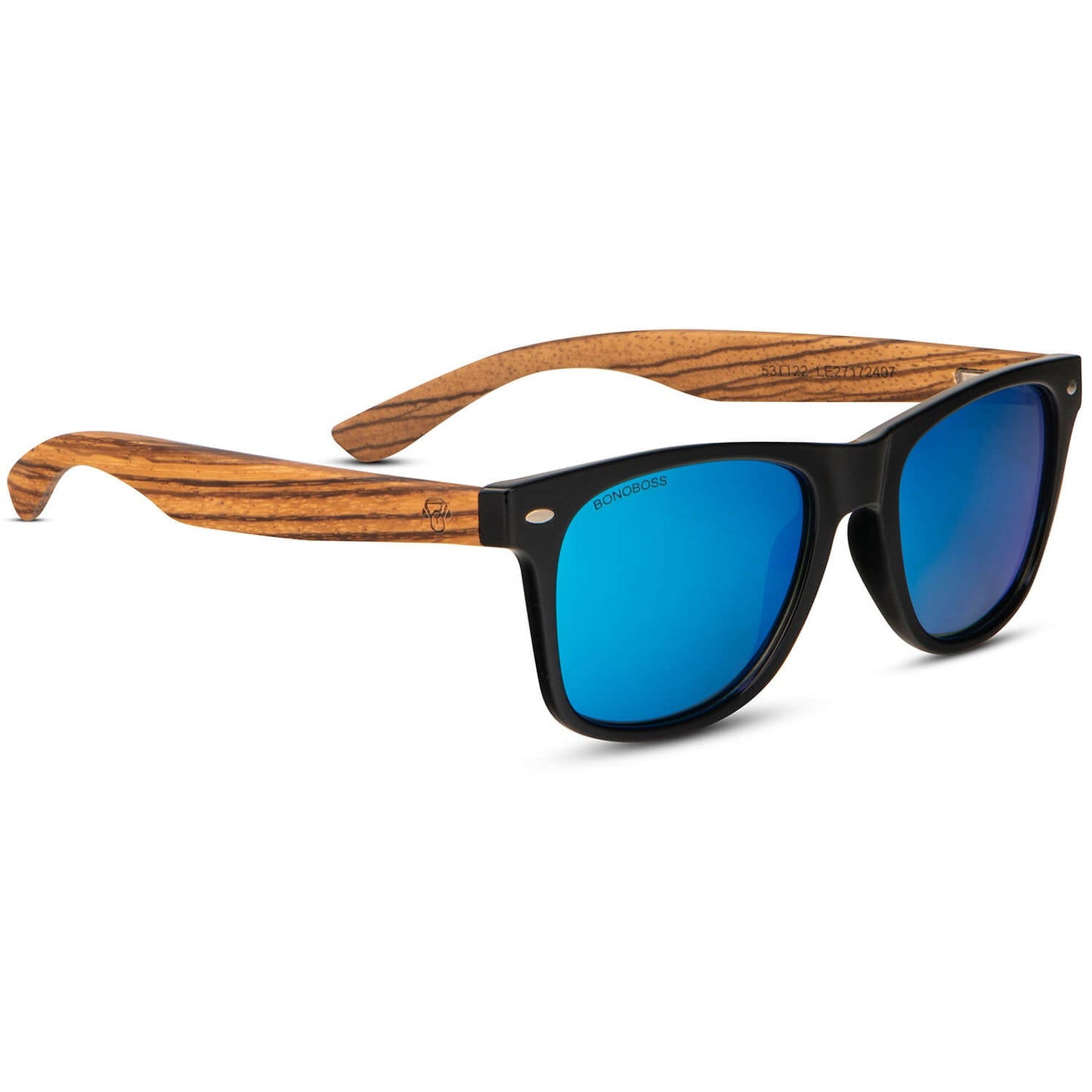 anteojos de sol rectangulares polarizados negros pata de madera  para hombre y mujer con lentes de color sky #color-marco_negro