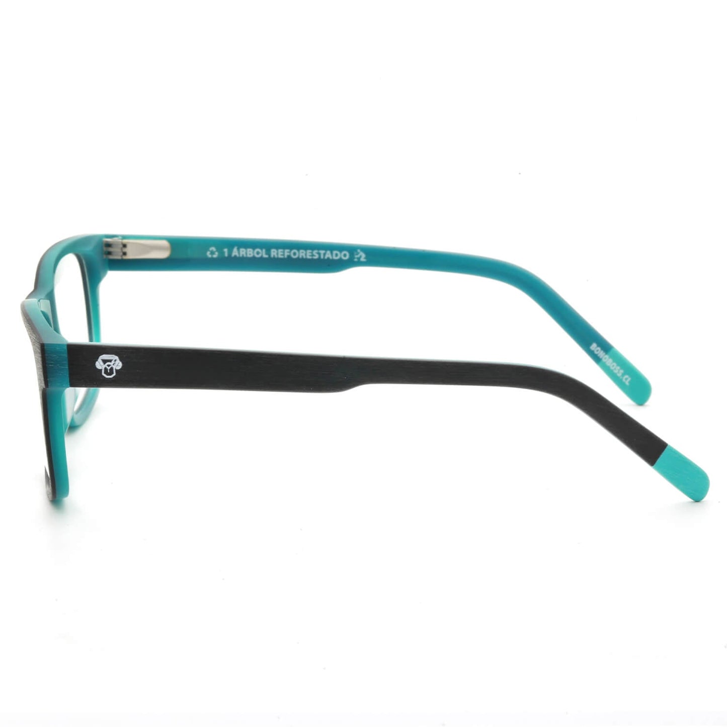 vista frontal de armazones o marcos opticos de material sustentable reciclado ecologico de forma rectangular de color darkblue para hombre y mujer de cara redonda#color_darkblue