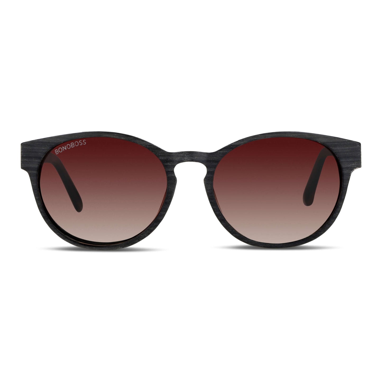 lentes anteojos de sol redondos pata de madera color gris cristal color rojo para hombre y mujer #color_brown