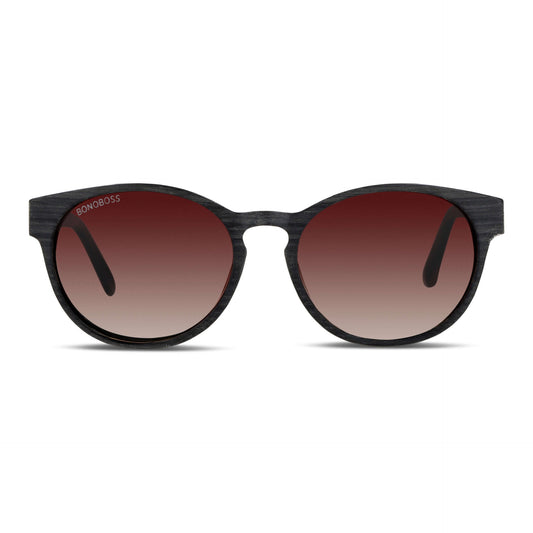 lentes anteojos de sol redondos pata de madera color gris cristal color rojo para hombre y mujer #color_brown