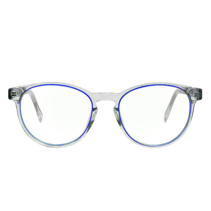 anteojos opticos redondos de acetato reciclado sustentable con patas de madera natural liviano y comodo con receta multifocal #color_azul