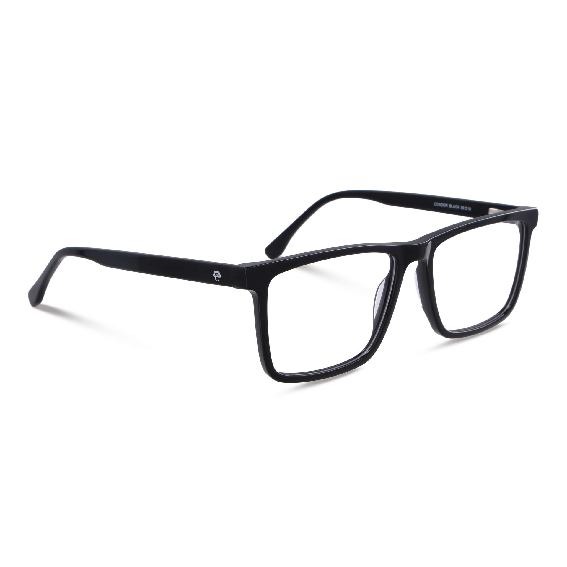 anteojos opticos de plastico reciclado sustentable rectangulares vista angulada de color negro para hombre #color_negro