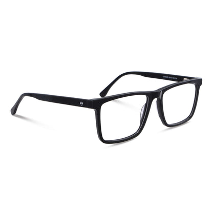 anteojos opticos de plastico reciclado sustentable rectangulares vista angulada de color negro para hombre #color_negro