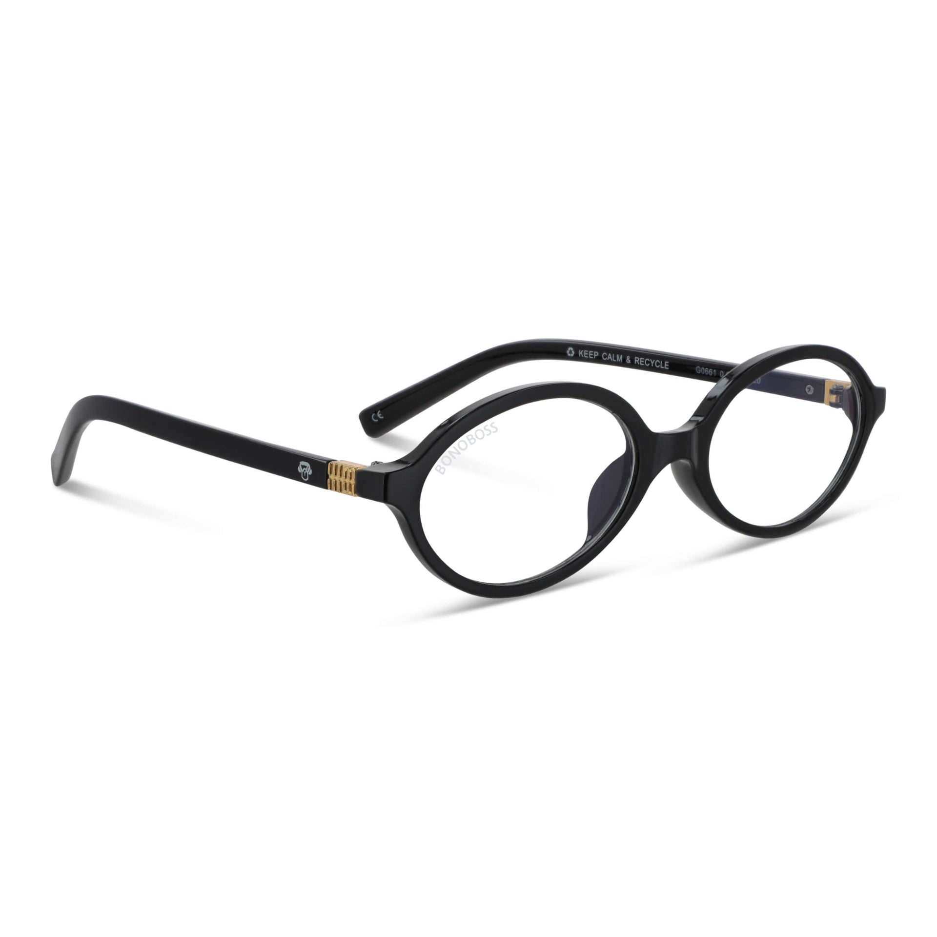 Blueberry Black vista angulada de lentes de lectura ovalados para mujer tipo miu miu con filtro de luz azul para las pantallas)