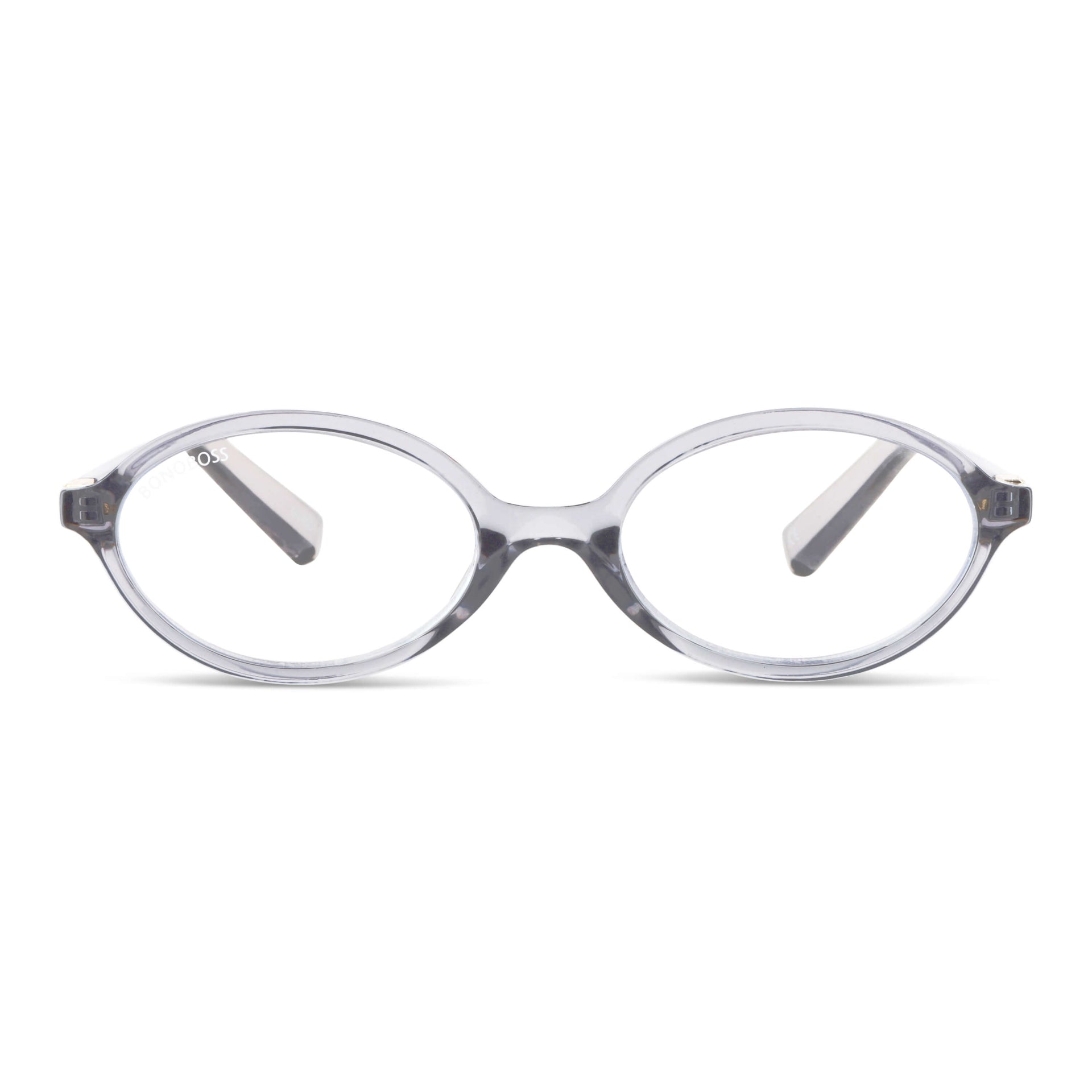 Blueberry Gris vista frontal de lentes de lectura ovalados para mujer tipo miu miu con filtro de luz azul para las pantallas
