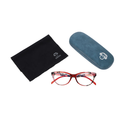 Lentes lectura Angelina agatados filtro luz azul proteccion UV400 antirreflejo rojo floral mujer Bonoboss #editorial_detail1 #color_default
