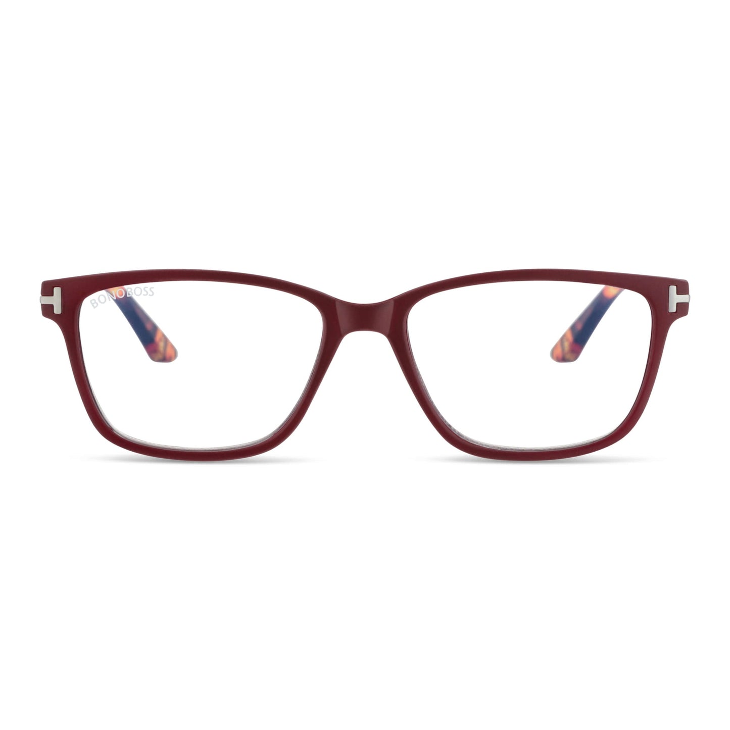 Puerto Williams Red vista frontal de lentes de lectura ovalados para mujer y hombre con marco armazon de plastico reciclado y colores distintos con filtro de luz azul para las pantallas