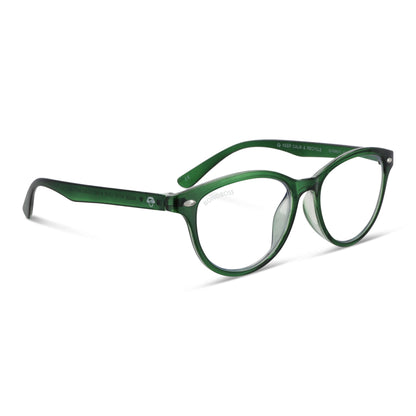 Beagle Channel Green vista angulada de gafas de lectura presbicie leer agatados para mujer de cara redonda grande con armazon de plastico reciclados y colores distintos exclusivos con filtro de luz azul para las pantallas)