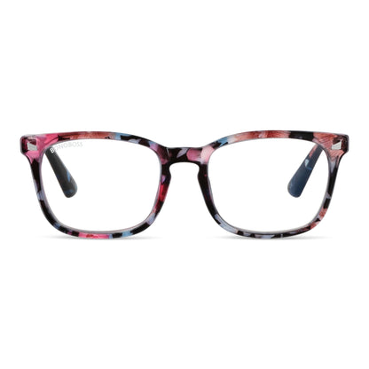 Oncol Floral vista frontal de anteojos de lectura presbicie leer agatados para mujer de cara redonda grande marco armazon de plastico reciclado y colores distintos con filtro de luz azul para las pantallas